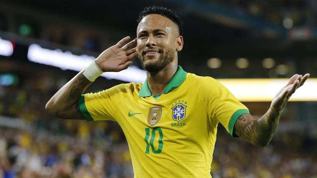 neymar in Brazil shirt at a game