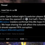 Tweet bout Qatar Bribes in 2022 FIFA