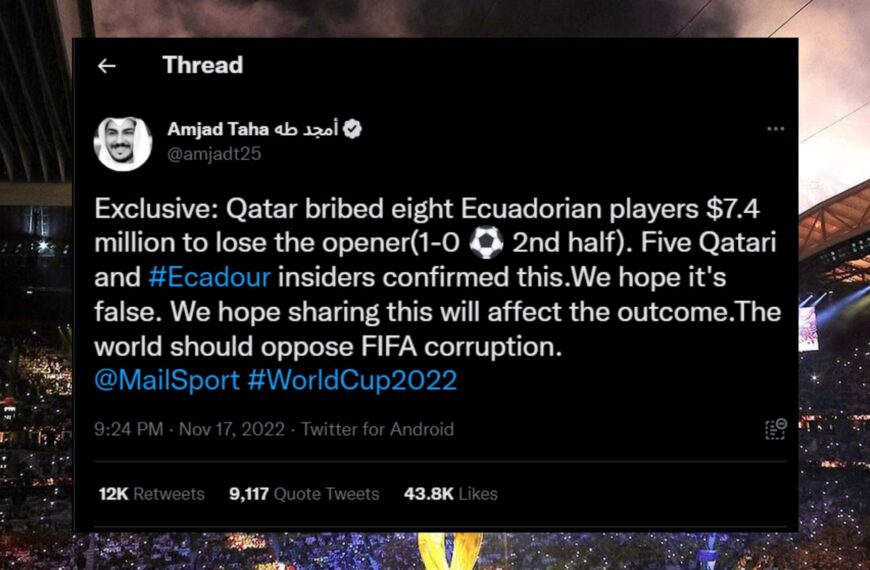 Tweet bout Qatar Bribes in 2022 FIFA